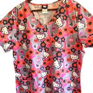 Nwot Hello Kitty Scrub Top and Scrub Pants Set